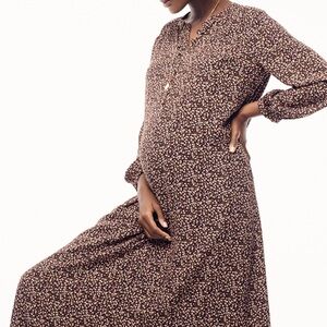 Hatch Floral Maxi Dress - Brown and White